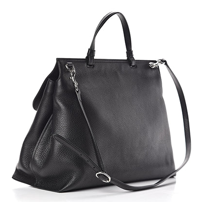 Gucci Pebbled Calfskin Large Bamboo Daily Top Handle Bag Black 3 of 10