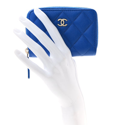 Chanel Caviar Quilted Zip Coin Purse Dark Blue 2 of 8