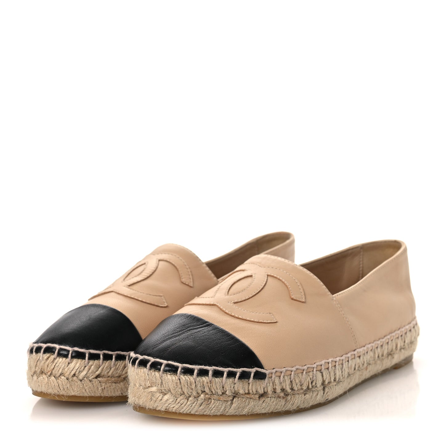 Lambskin CC Espadrilles 38 Beige Black