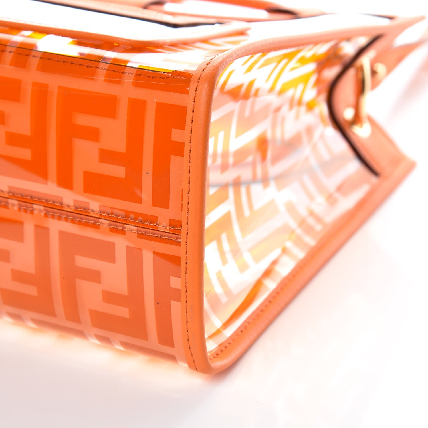 Fendi TPU FF Vitello Century Plexiglass Small Runaway Shopper Tote Aranciata 6 of 9