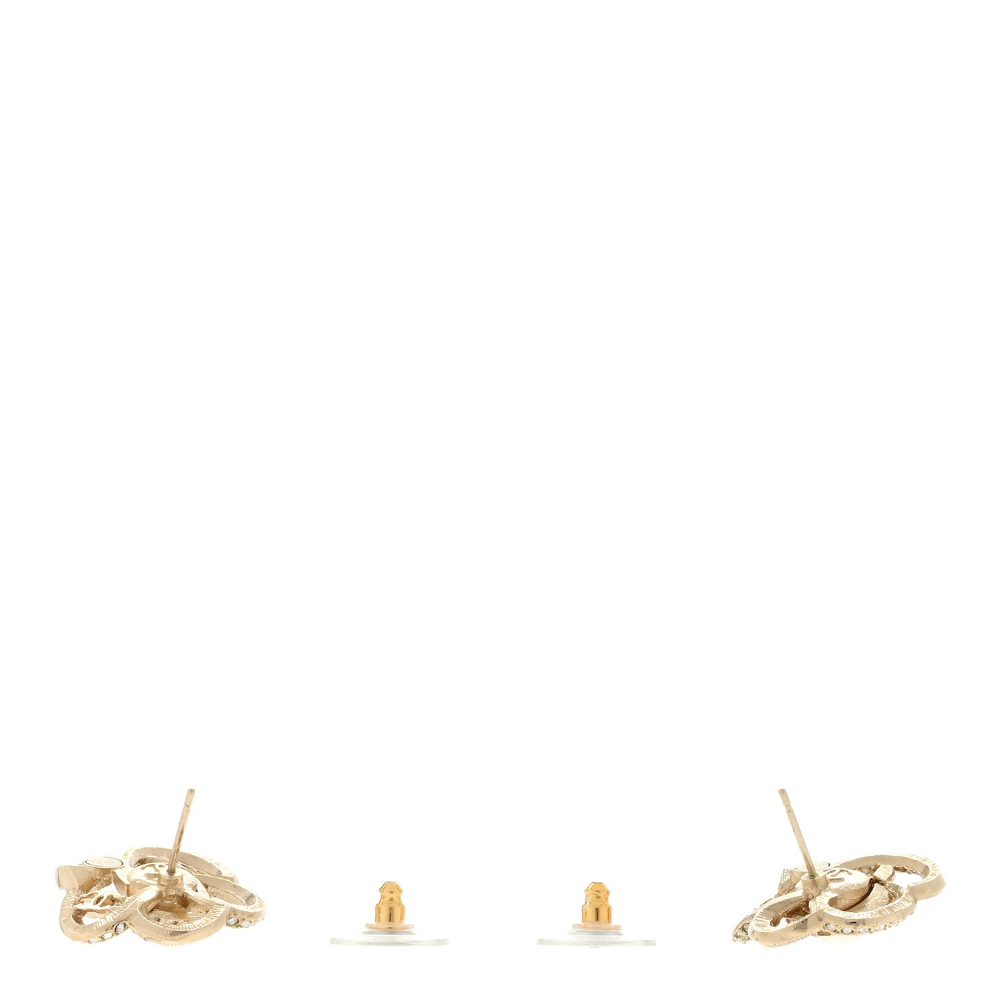 Crystal Pearl Camellia Earrings Gold
