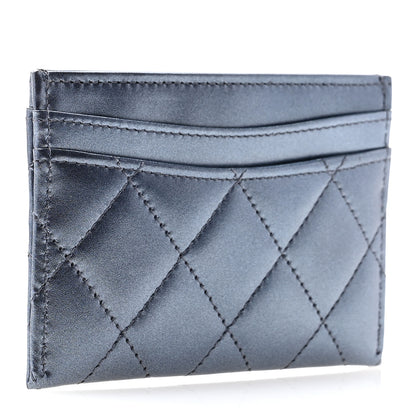 Chanel Metallic Lambskin Quilted Card Holder Dark Blue 3 of 9