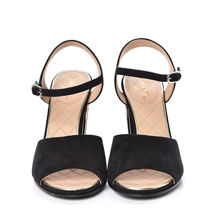 Chanel Suede Sandals 37 Black 2 of 10