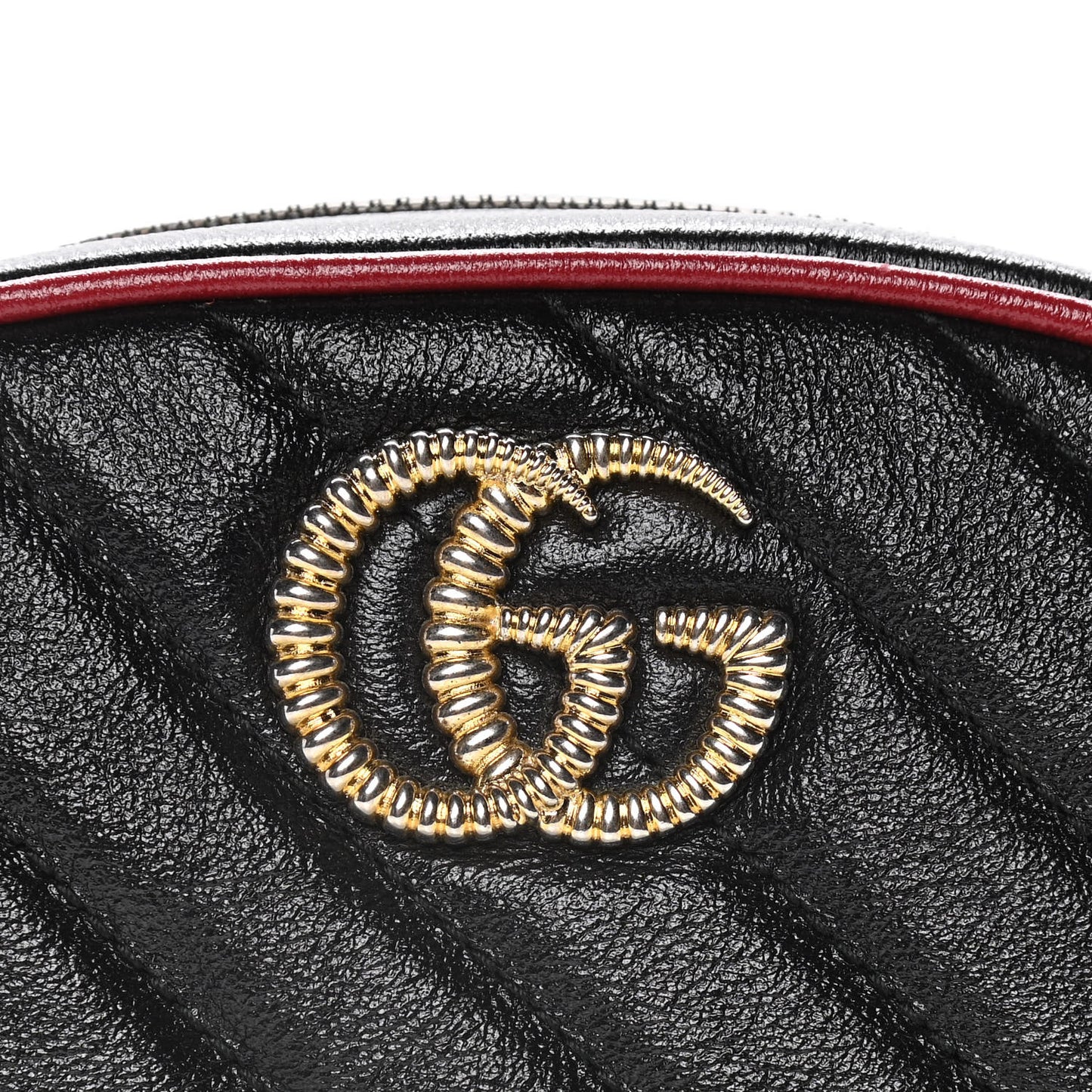 Azalea Calfskin Matelasse Diagonal Torchon GG Marmont Belt Bag 85 34 Black Romantic Cerise