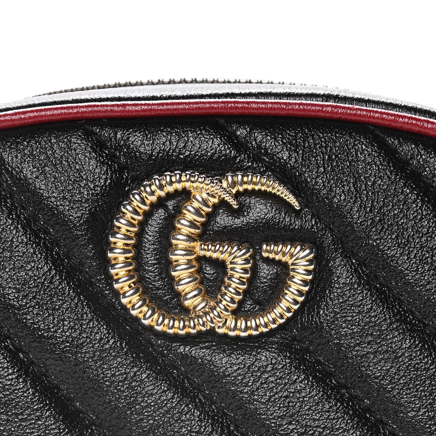 Gucci Azalea Calfskin Matelasse Diagonal Torchon GG Marmont Belt Bag 85 34 Black Romantic Cerise 8 of 11