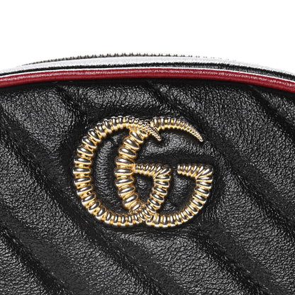 Gucci Azalea Calfskin Matelasse Diagonal Torchon GG Marmont Belt Bag 85 34 Black Romantic Cerise 8 of 11
