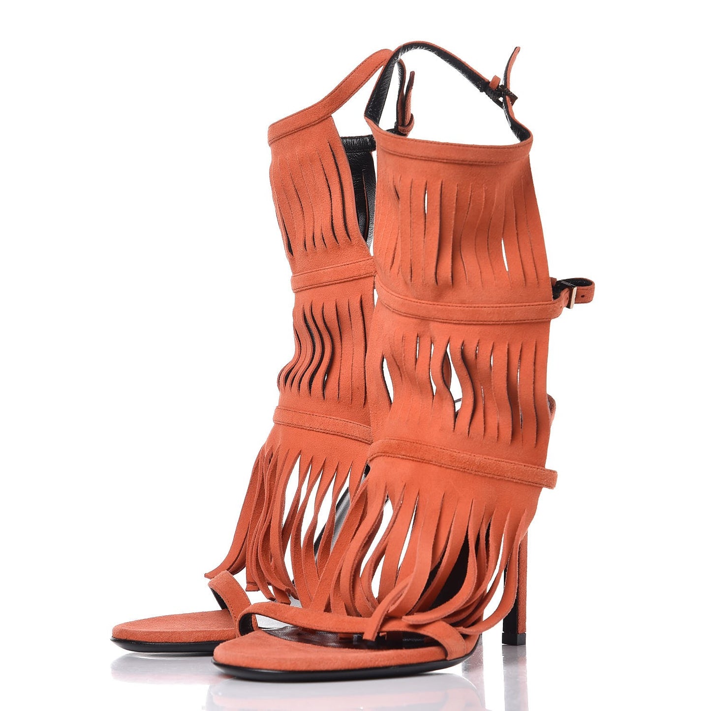 Suede Fringe Becky High Heel Sandals 38