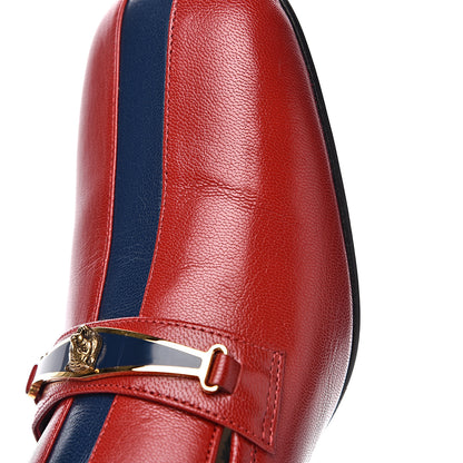 Gucci Goatskin Feline Ginger Loafer Pumps 41 Hibiscus Red Blue 10 of 10