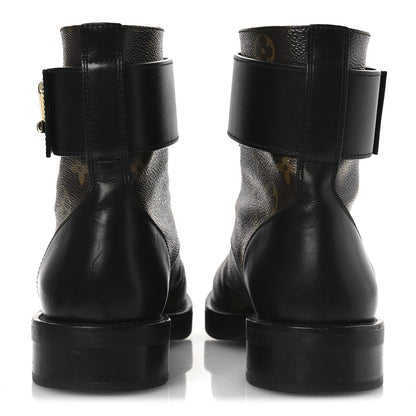 Louis Vuitton Calfskin Monogram Wonderland Flat Ranger Boots 38 Black 6 of 14