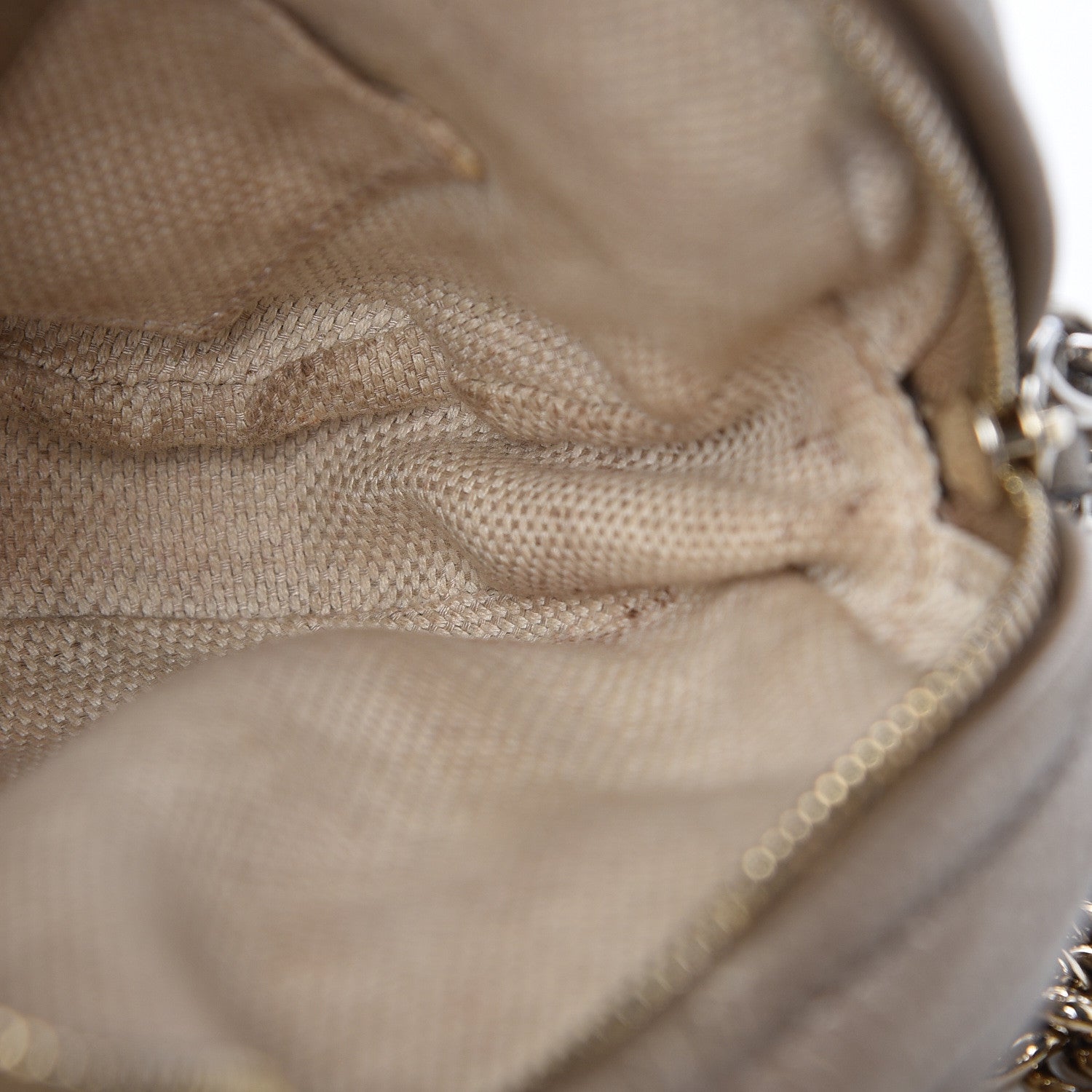 Gucci Metallic Pebbled Calfskin Mini Soho Chain Bag Golden Beige 9 of 11