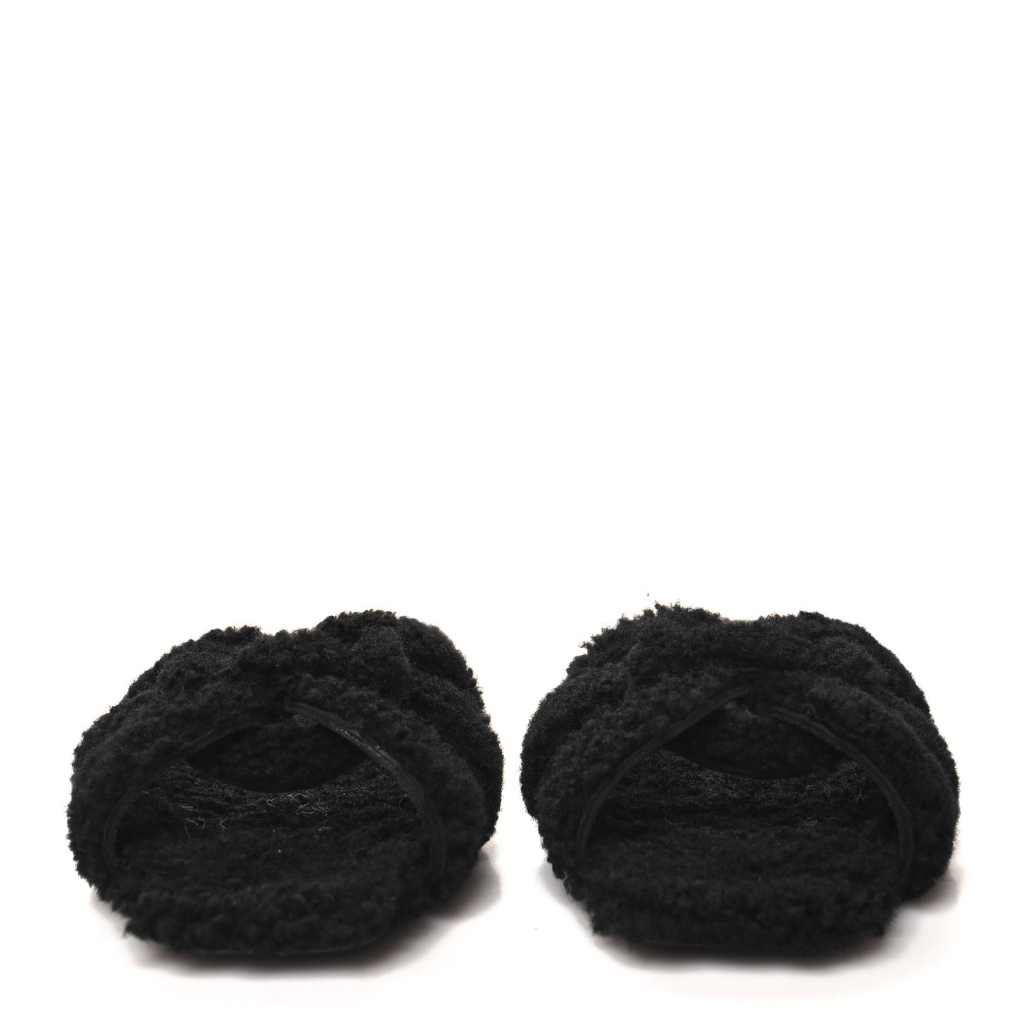 Shearling Tribute Flat Mules 37.5 Black