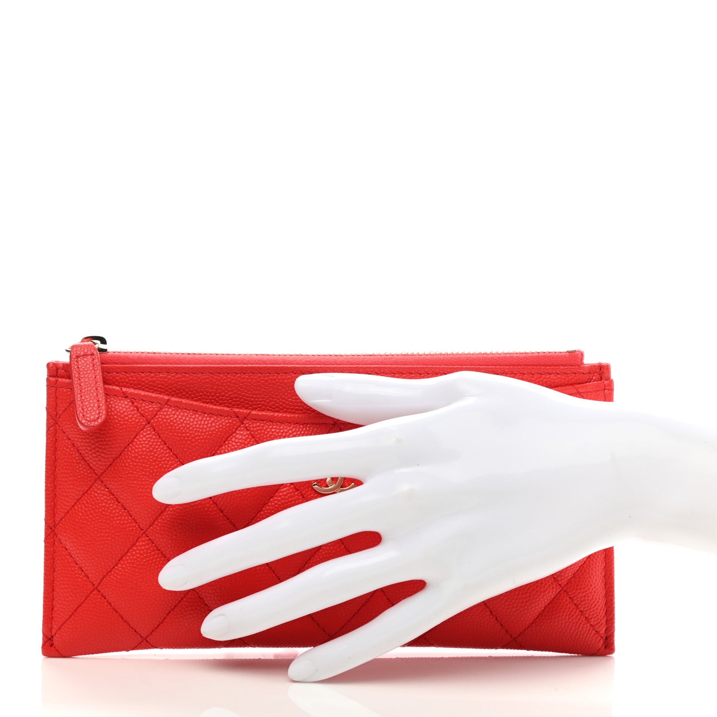 Caviar Quilted Classic Zip Pouch Red