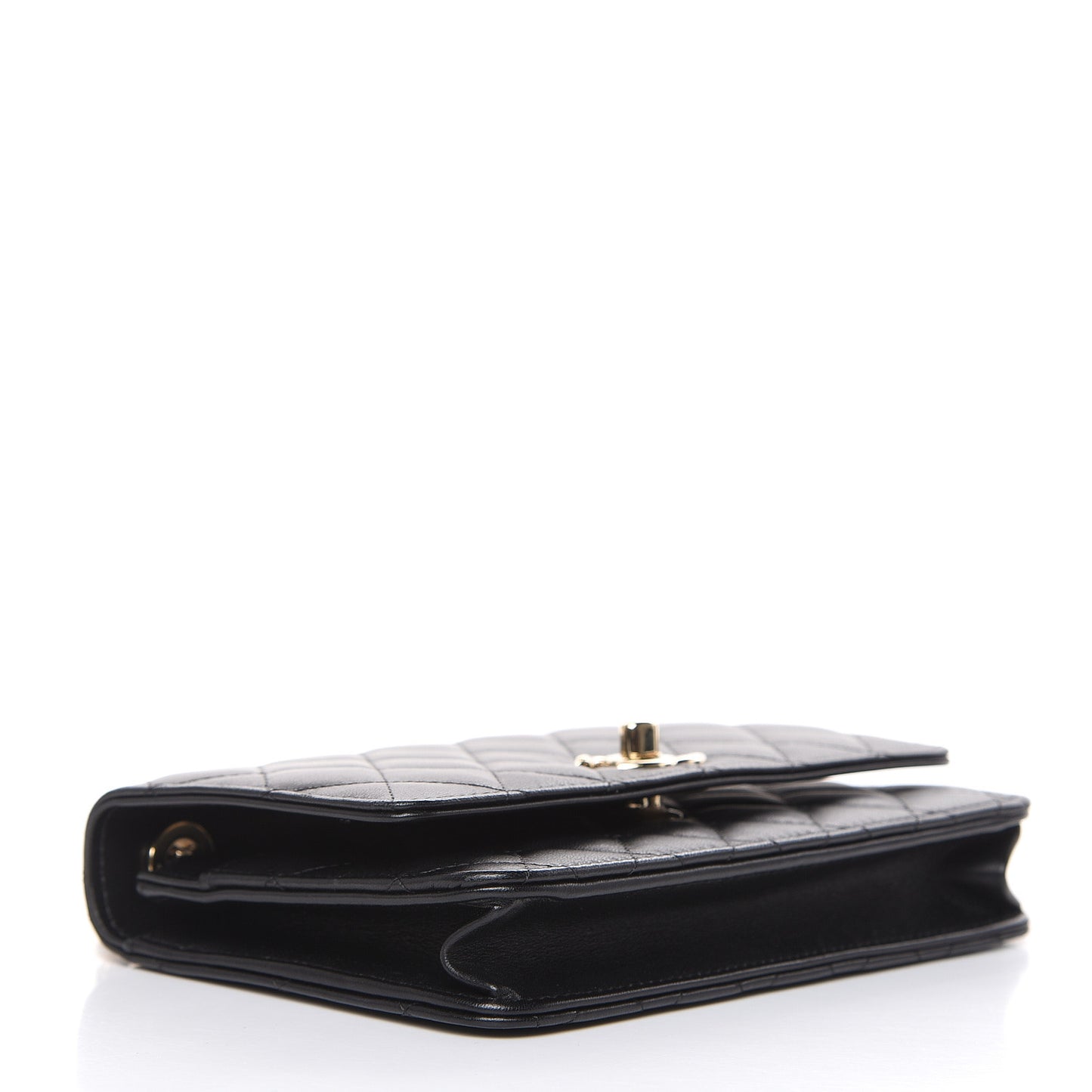 Lambskin Quilted Trendy CC Wallet On Chain WOC Black