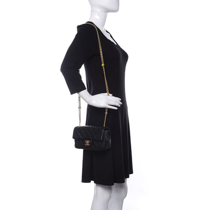 Chanel Lambskin Resin Quilted Mini Rectangular Pearl Samba Flap Black 2 of 10