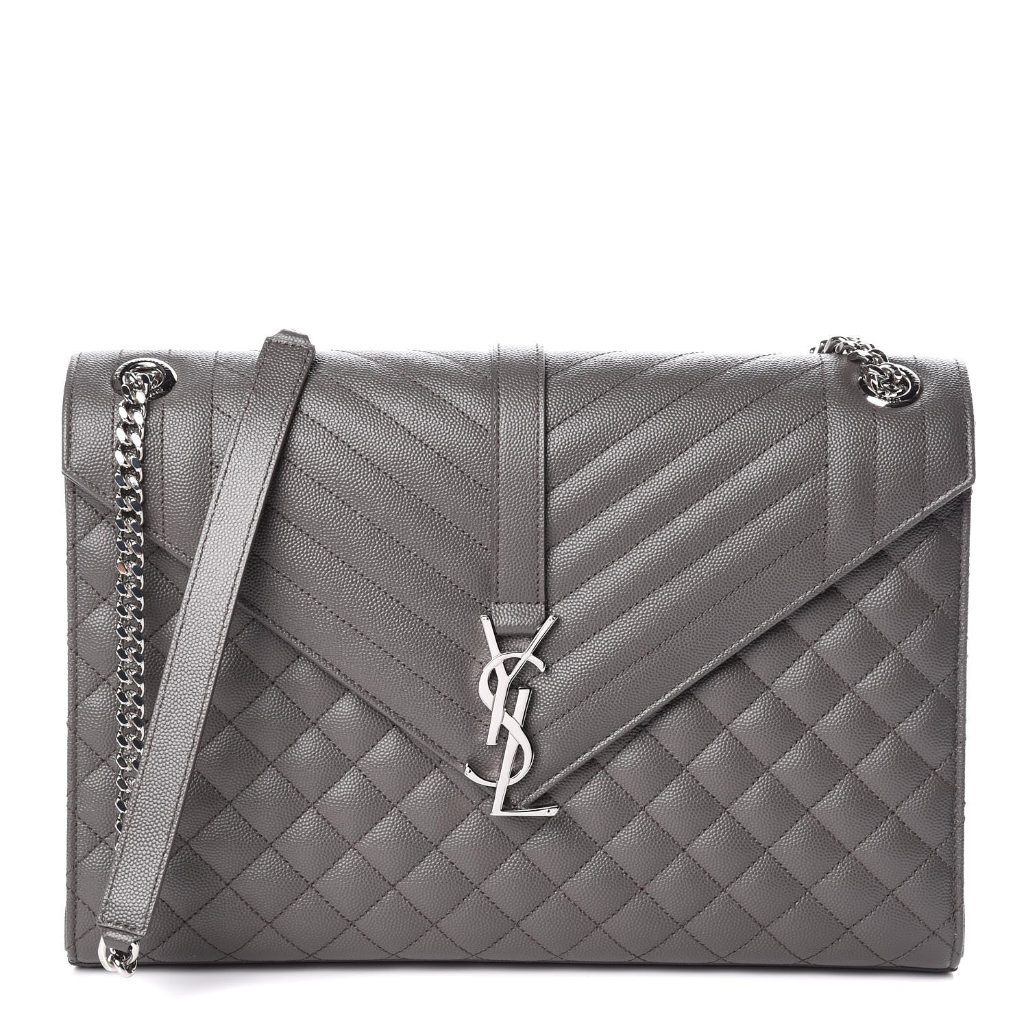 Saint Laurent Grain De Poudre Textured Mixed Matelasse Large Triquilt Monogram Satchel Earth 1 of 8
