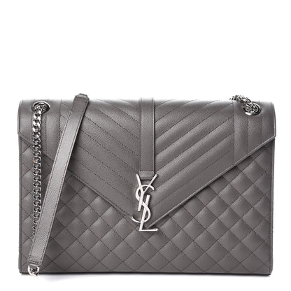 Saint Laurent Grain De Poudre Textured Mixed Matelasse Large Triquilt Monogram Satchel Earth 1 of 8