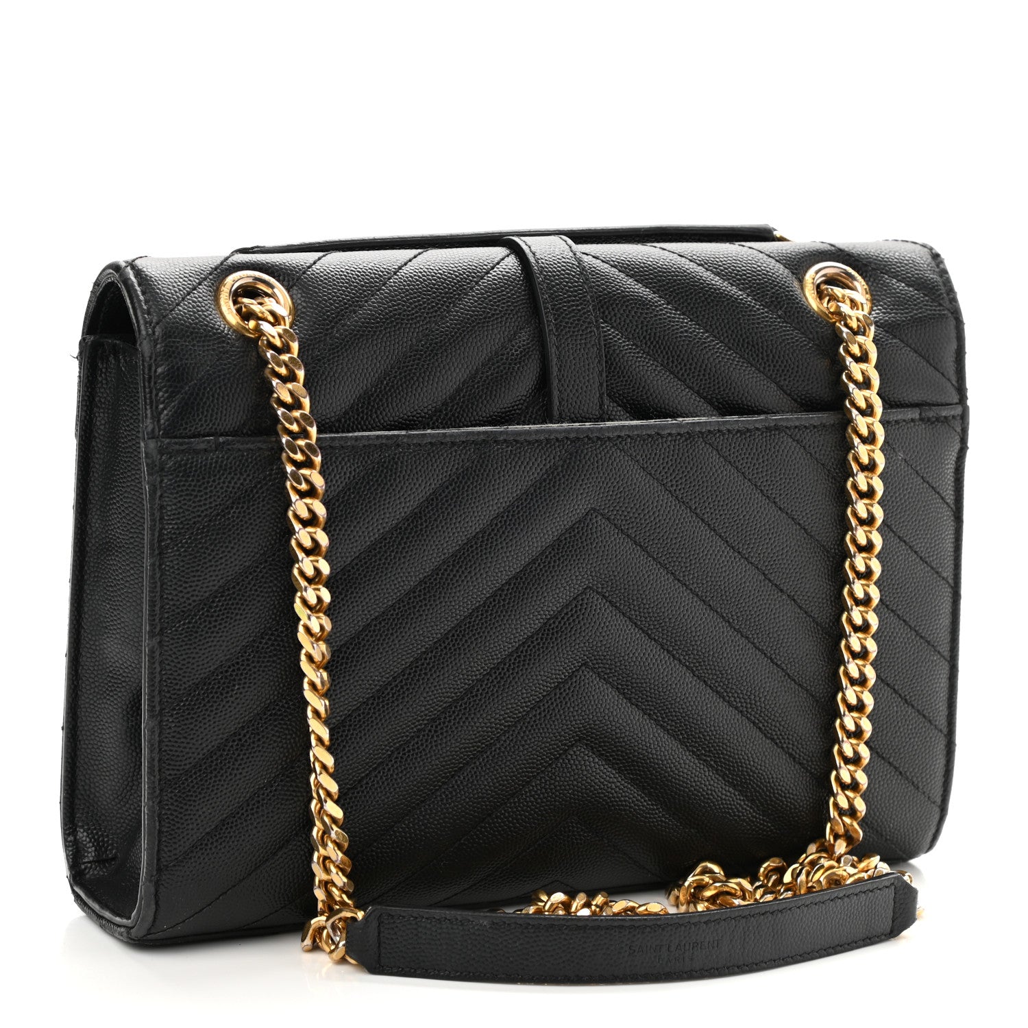 Saint Laurent Grain De Poudre Matelasse Chevron Medium Monogram Satchel Black 3 of 19