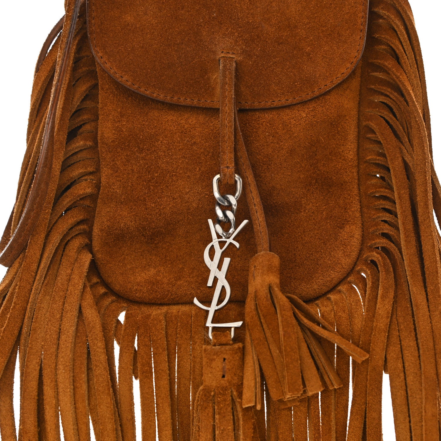 Saint Laurent Suede Fringe Toy Monogram Anita Crossbody Bag Light Ocre 7 of 9