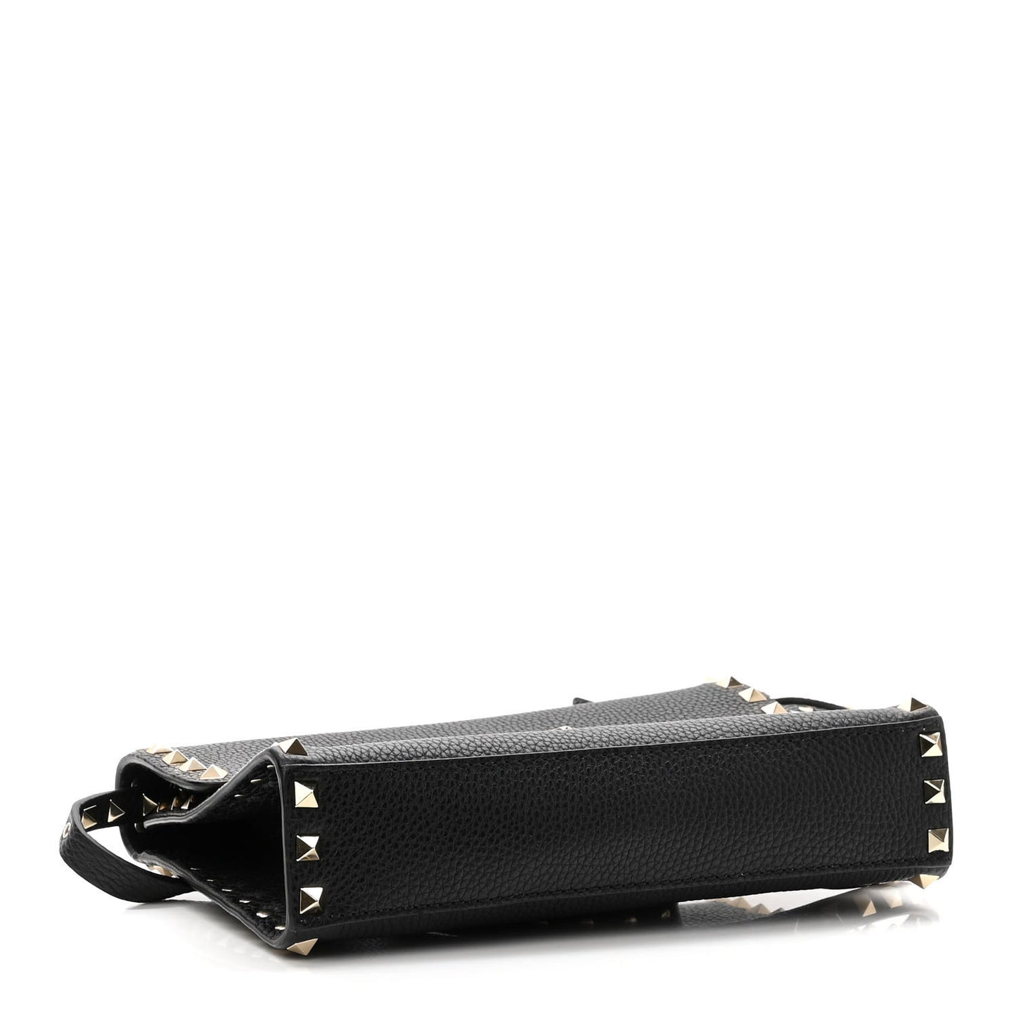 Vitello Medium Rockstud Flip Lock Crossbody Bag Black
