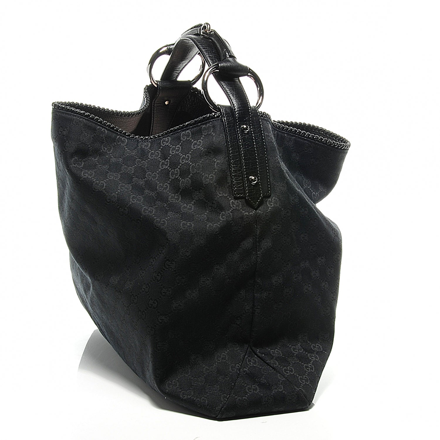 Gucci Monogram Large Horsebit Chain Hobo Black 6 of 8