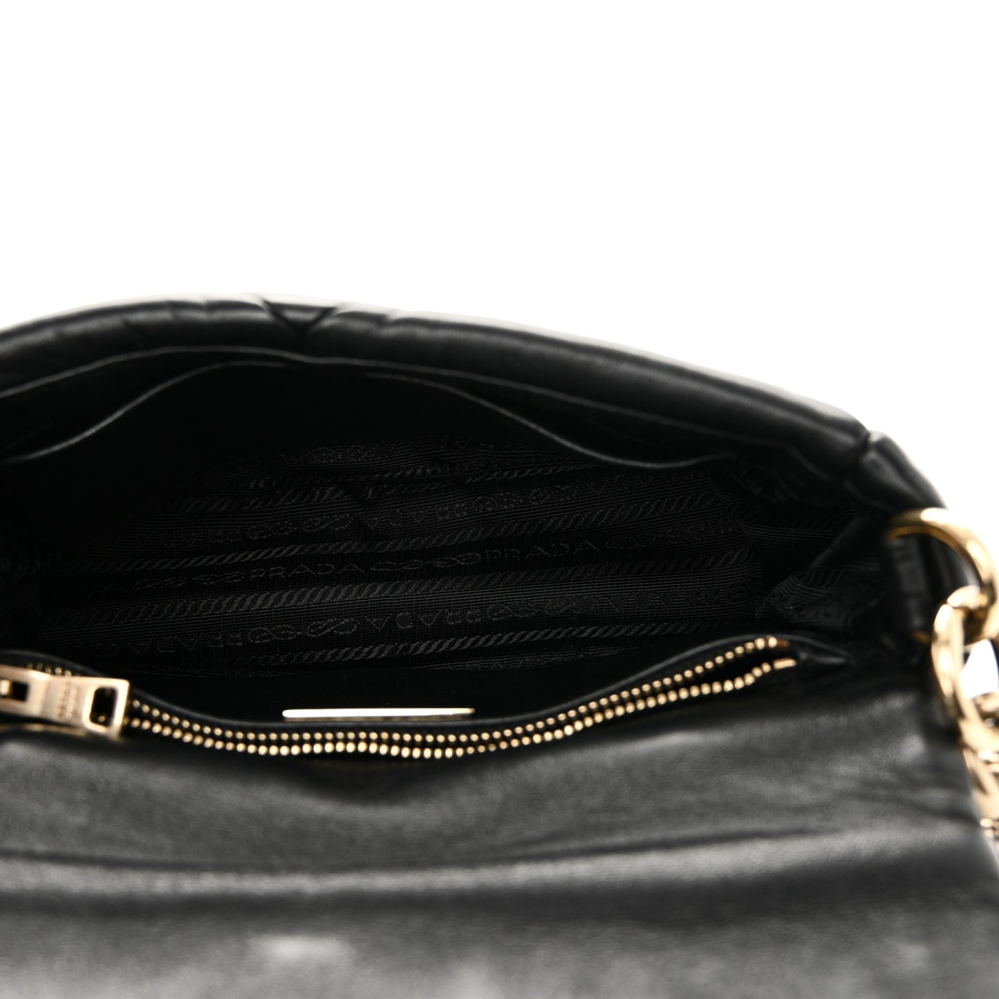 Nappa Re-Nylon Triangle Quilted Patchwork System Flap Shoulder Bag Black