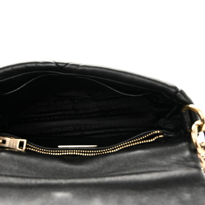 Prada Nappa Re-Nylon Triangle Quilted Patchwork System Flap Shoulder Bag Black 5 of 9