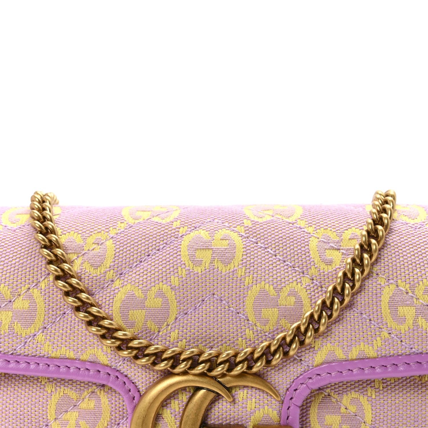 Gucci Monogram Super Mini GG Marmont Shoulder Bag Lilac Yellow 8 of 11