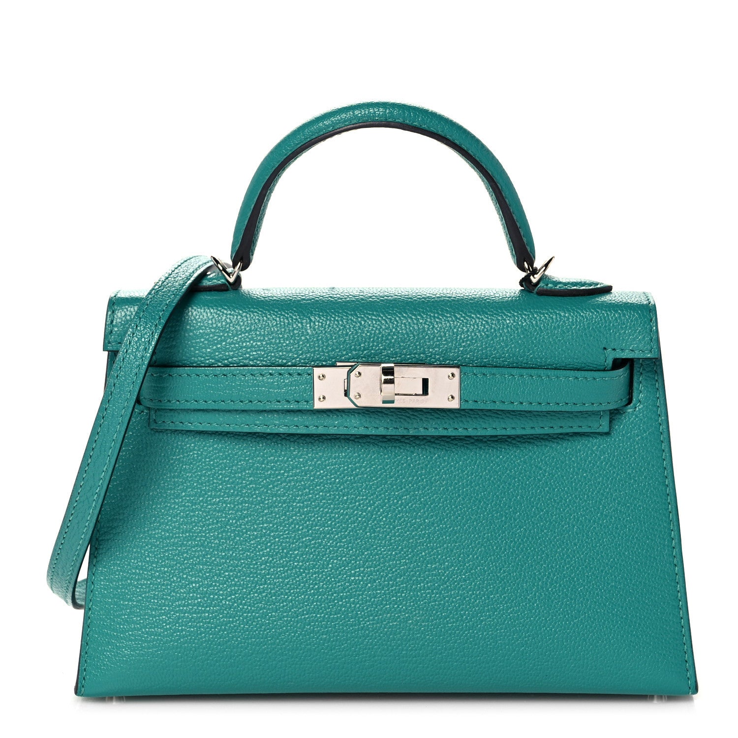 Hermes Chevre Mysore Verso Mini Kelly Sellier 20 Vert Verone Bleu Zanzibar 1 of 13