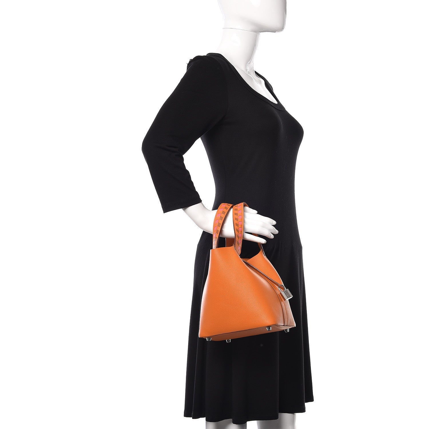 Hermes Epsom Tressage De Cuir Picotin Lock 18 PM Abricot Rose Azalee Gold 2 of 10