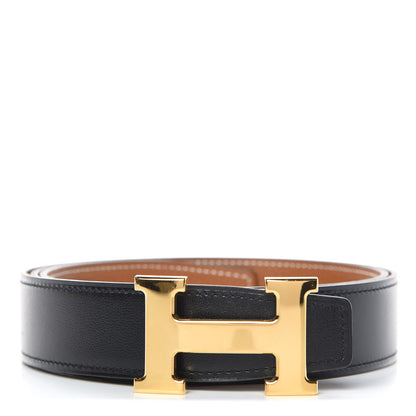 Hermes Box Togo 32mm H Belt 95 Black Gold 1 of 8