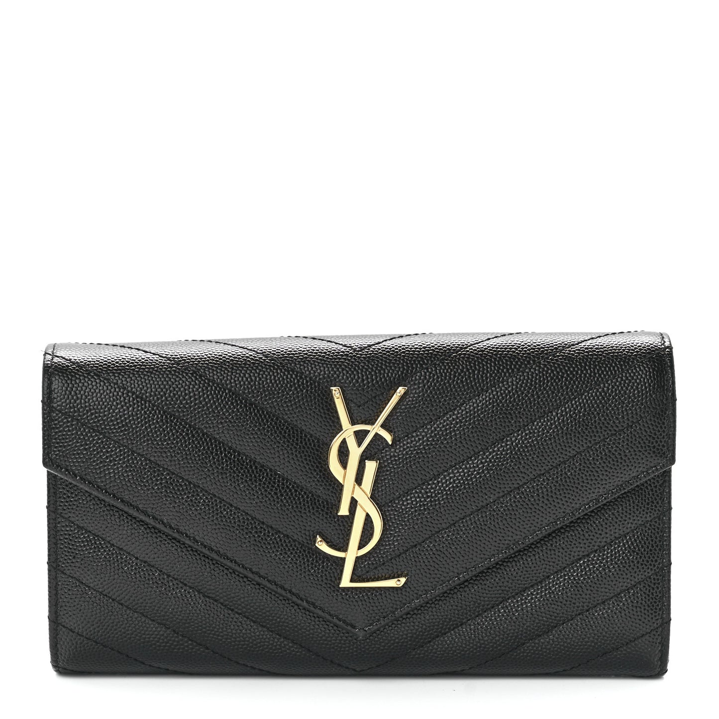 Grain De Poudre Matelasse Chevron Monogram Flap Wallet Black