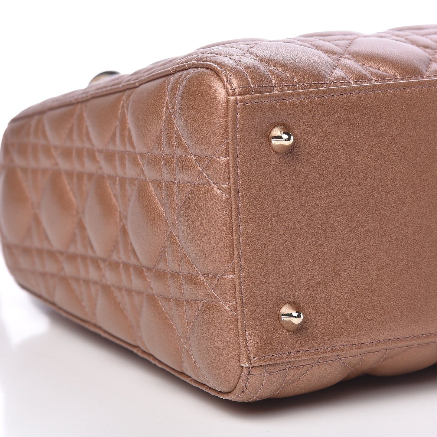 Metallic Lambskin Cannage Medium Lady Dior Bronze