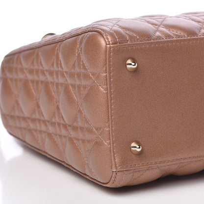 Christian Dior Metallic Lambskin Cannage Medium Lady Dior Bronze 9 of 11