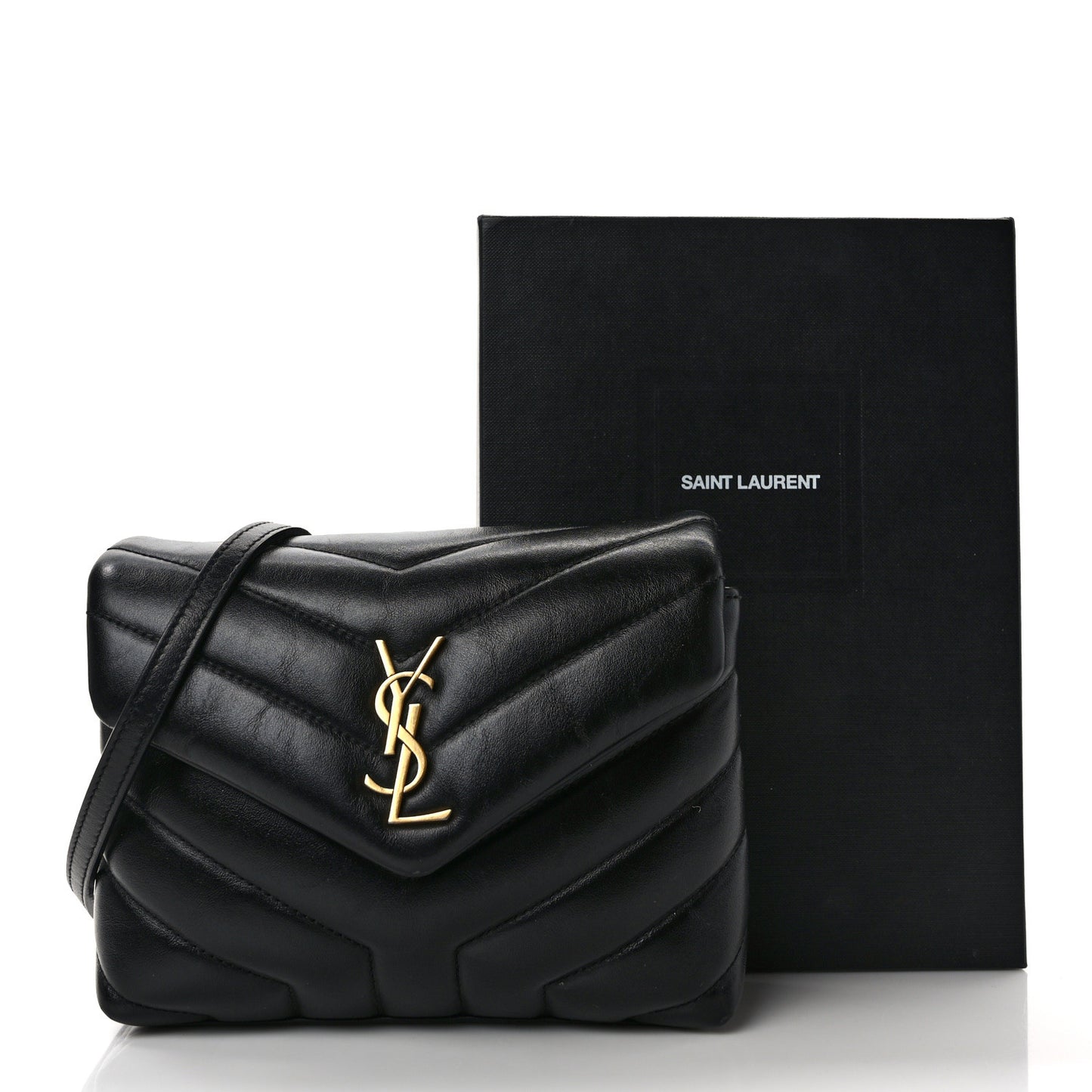 Calfskin Y Quilted Monogram Toy Loulou Crossbody Bag Black