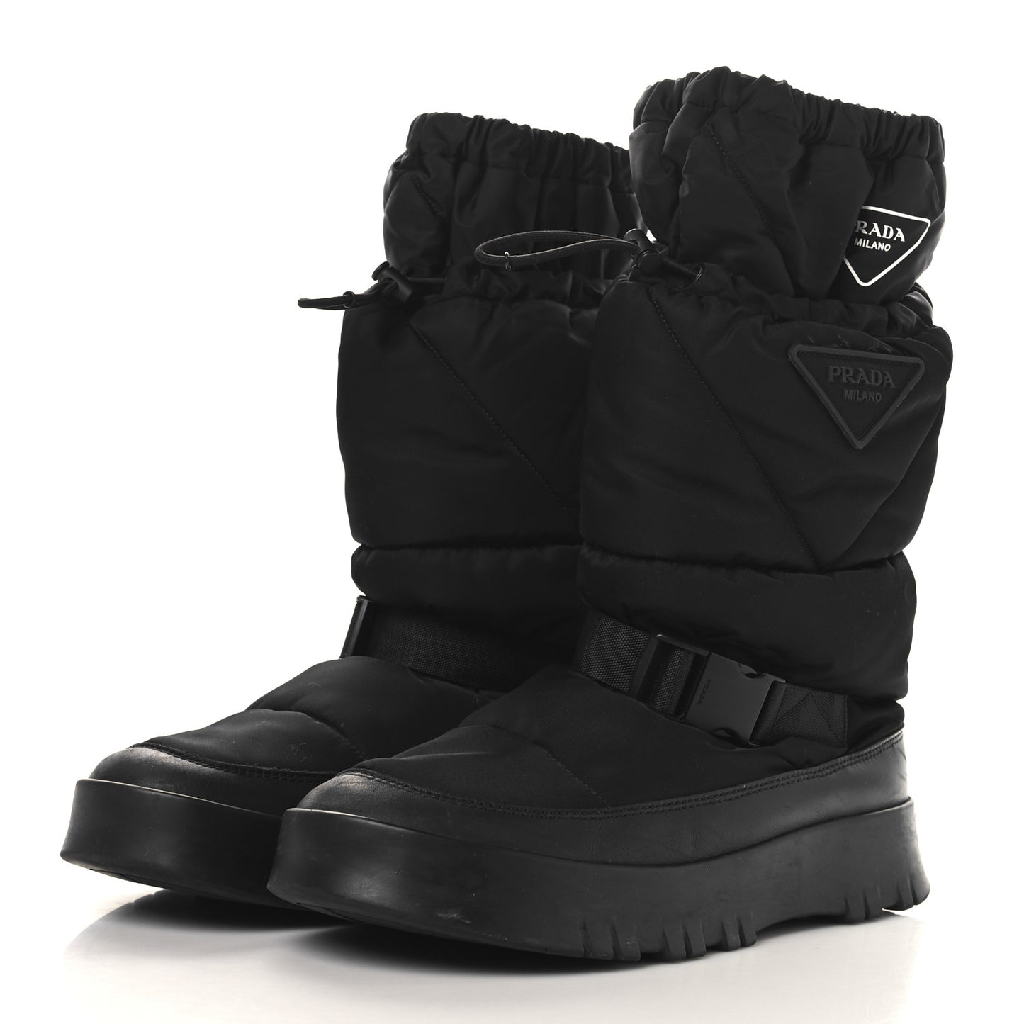 Re-Nylon Gabardine Rubber Triangle Logo Mens Padded Snow Boots 8.5 Black