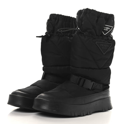 Prada Re-Nylon Gabardine Rubber Triangle Logo Mens Padded Snow Boots 8.5 Black 3 of 7