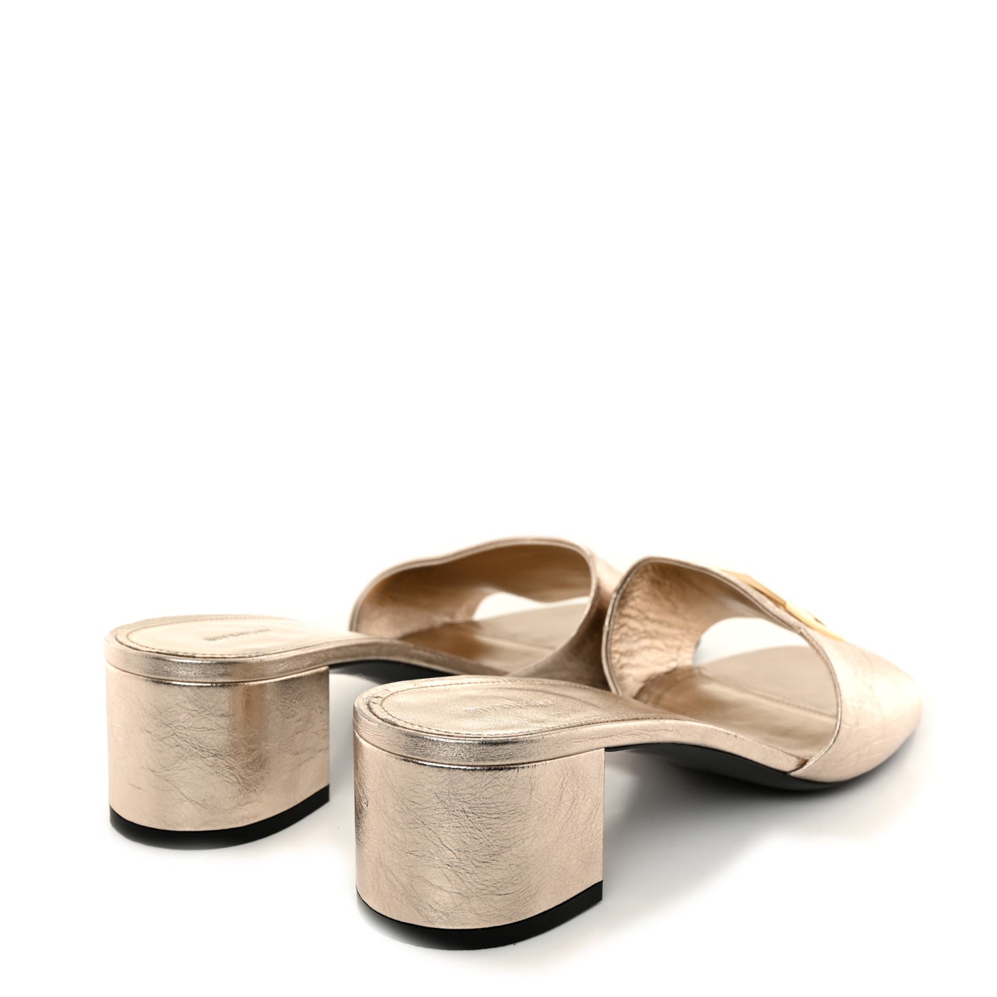 Laminated Calfskin 4G Logo Mule Sandals 40 Dusty Golden