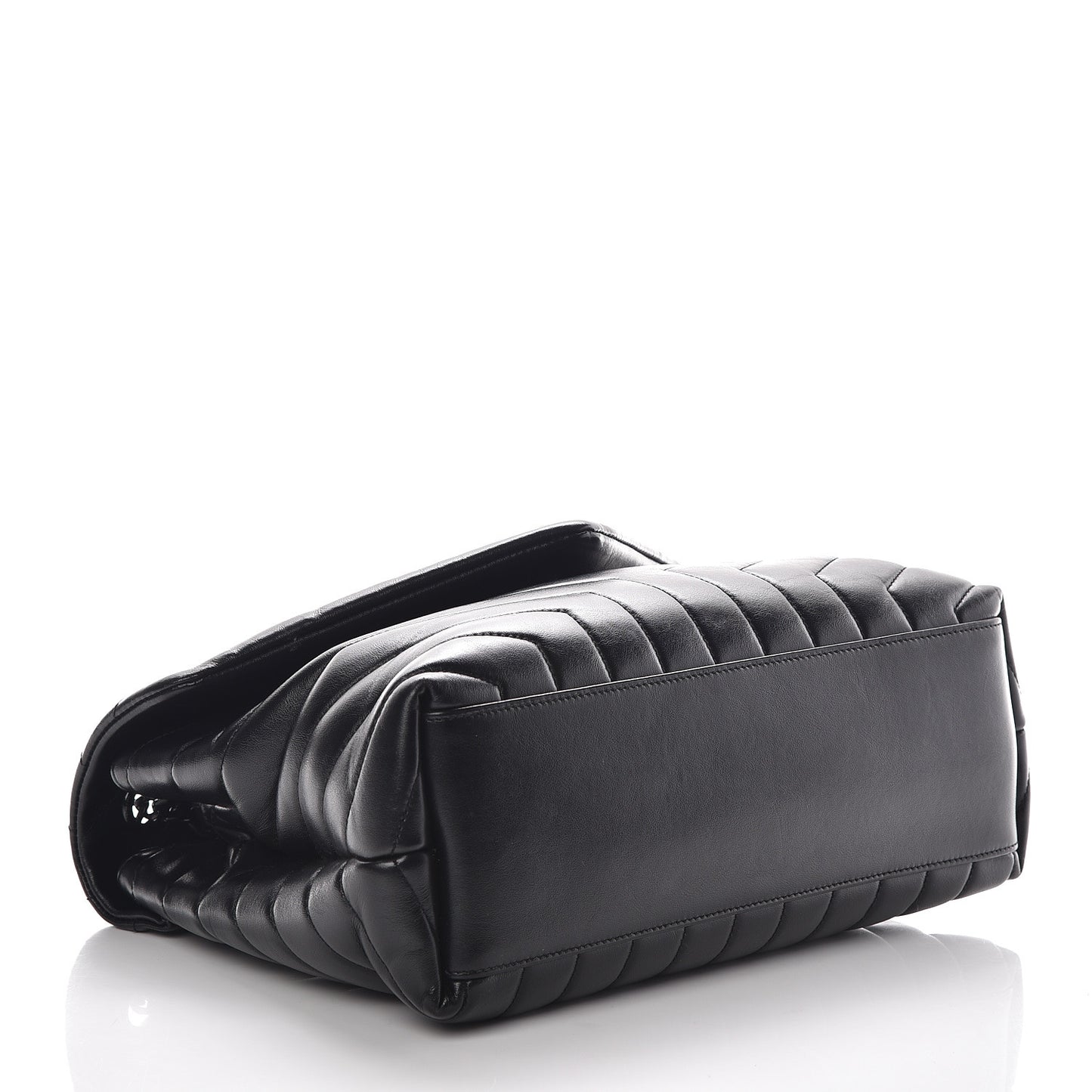 Calfskin Y Quilted Monogram Medium Loulou Chain Satchel Black