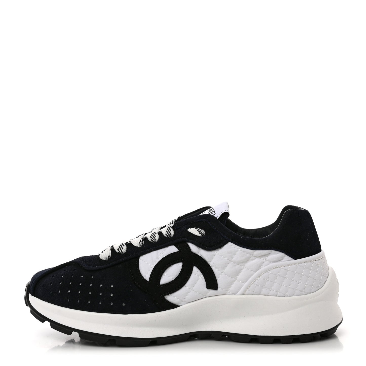Fabric Suede Kidskin CC Sneakers 37.5 Dark Navy White
