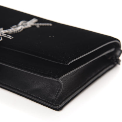 Saint Laurent Velvet Crystal Monogram Kate Tassel Chain Wallet Black 7 of 10