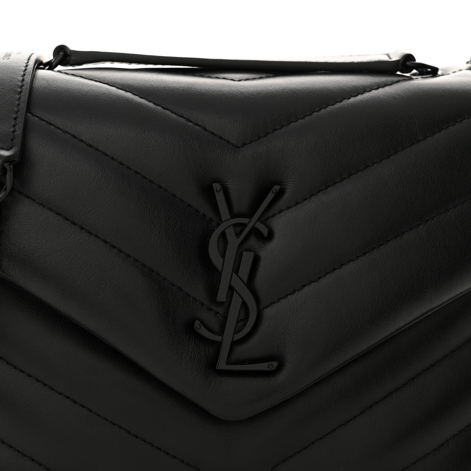 Saint Laurent Calfskin Y Quilted Monogram Monochrome Small Loulou Chain Satchel Black 8 of 11