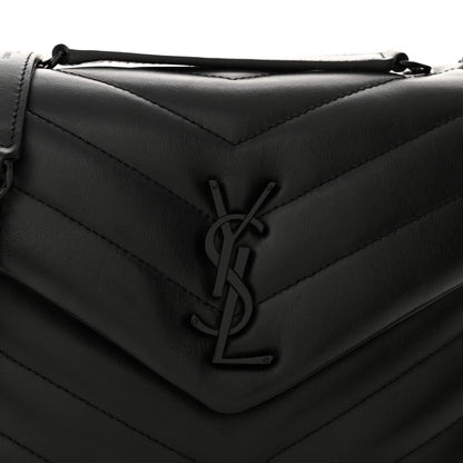 Saint Laurent Calfskin Y Quilted Monogram Monochrome Small Loulou Chain Satchel Black 8 of 11