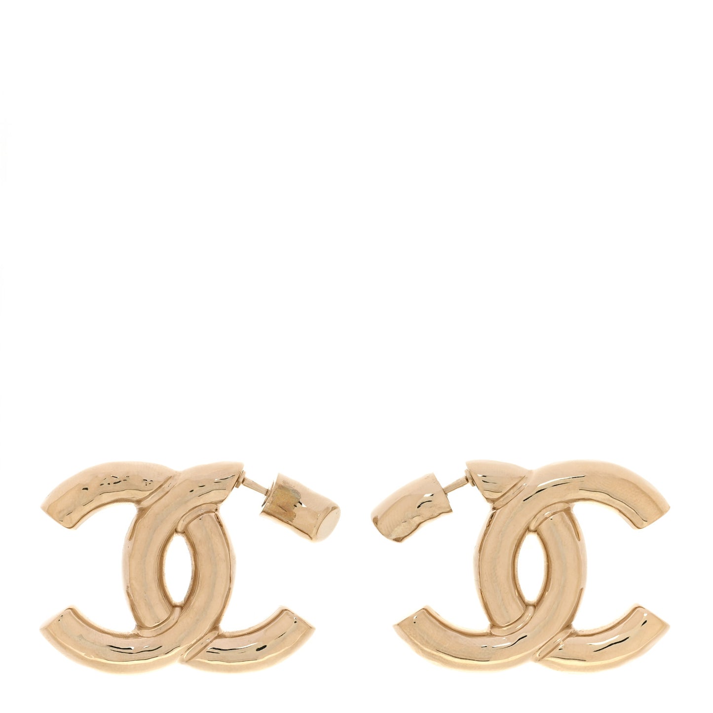 Metal Large CC Earrings Light Gold