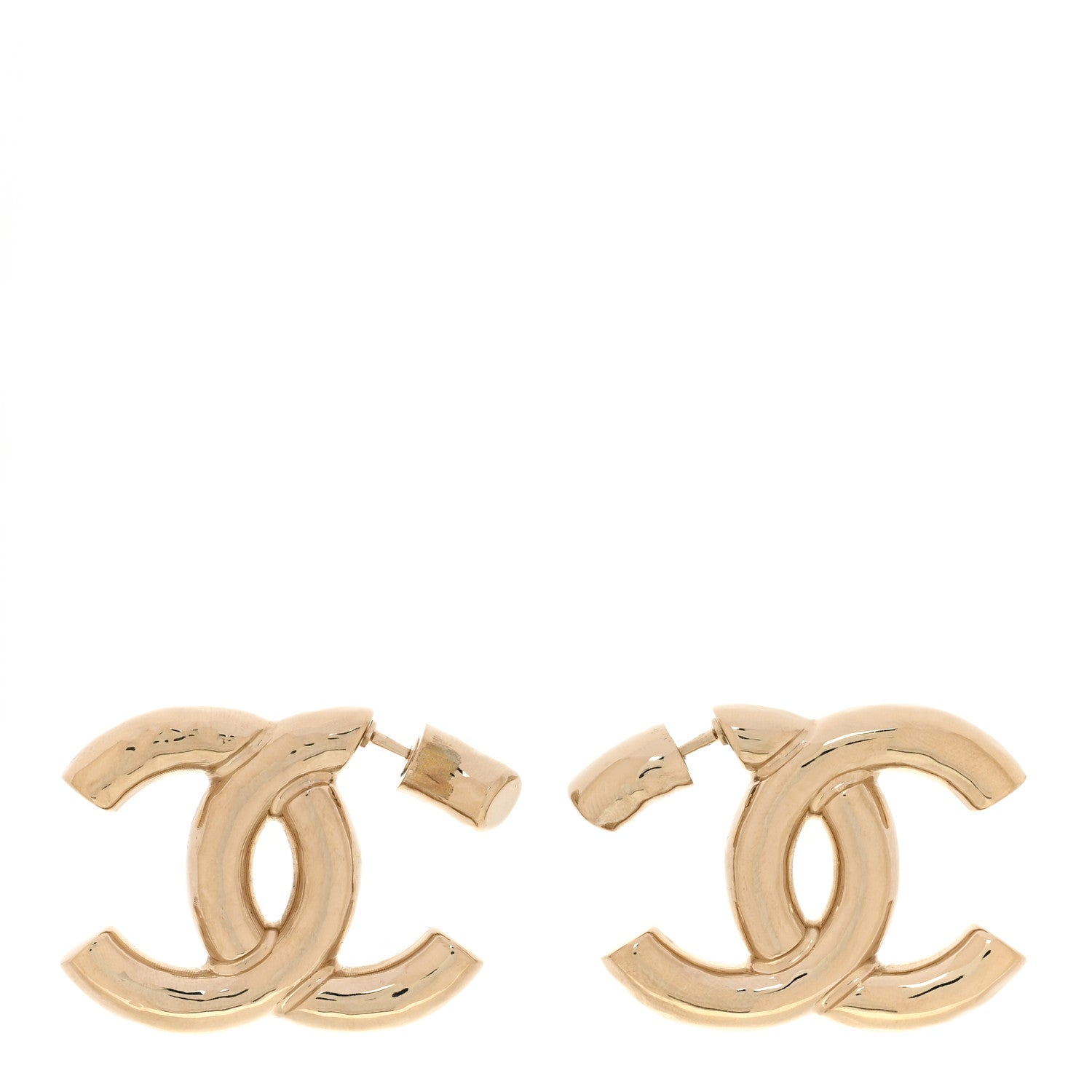 Chanel Metal Large CC Earrings Light Gold 1 of 5