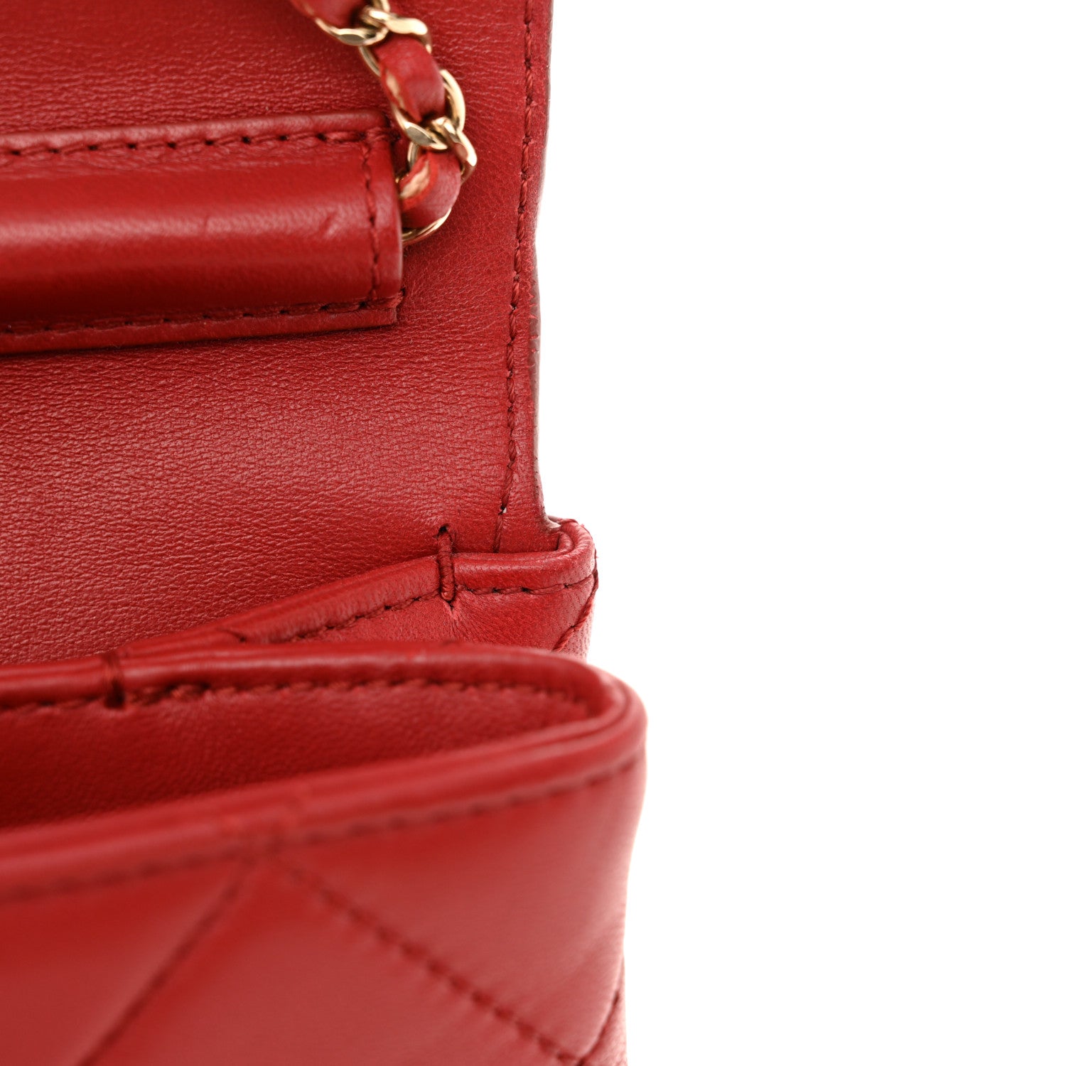 Chanel Lambskin Quilted Retro Label Clutch Red 11 of 14