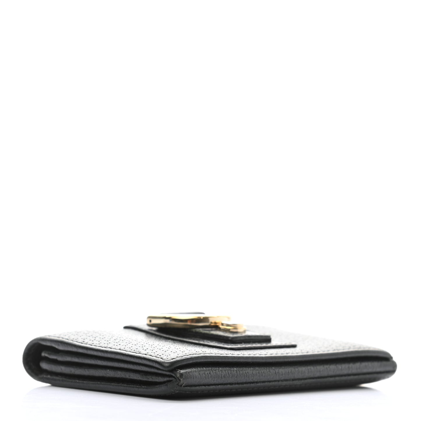 Calfskin Boar Ring Card Holder Black