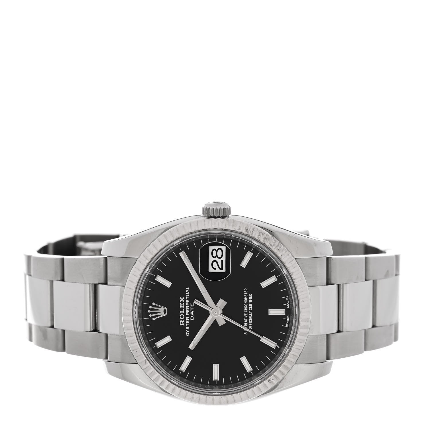 Rolex Stainless Steel 18K White Gold 34mm Oyster Perpetual Datejust Watch Black 115234 2 of 5