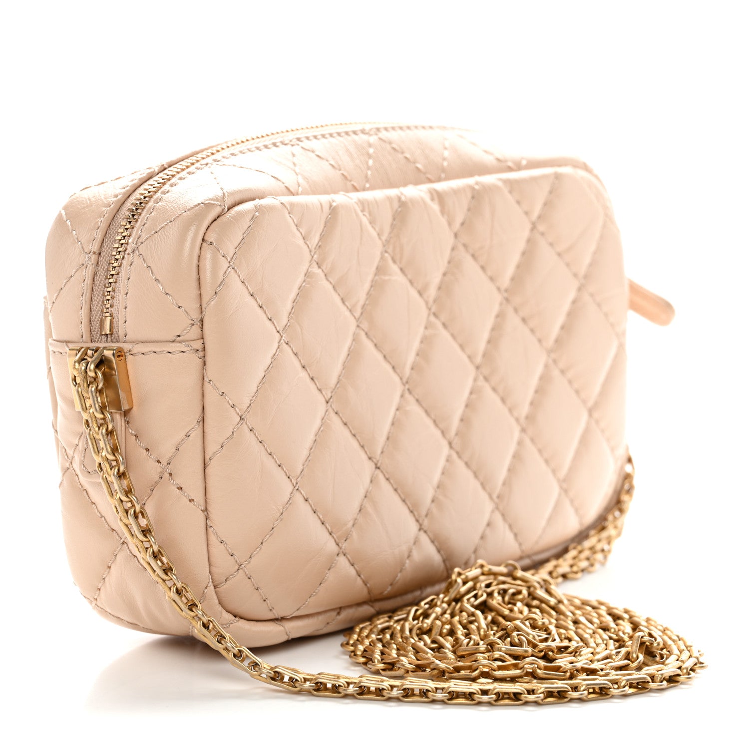 Chanel Aged Calfskin Quilted Mini Reissue Camera Case Beige Clair 3 of 11