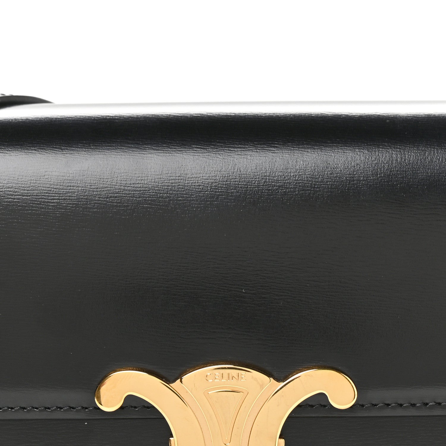 Celine Shiny Calfskin Triomphe Shoulder Bag Black 9 of 11