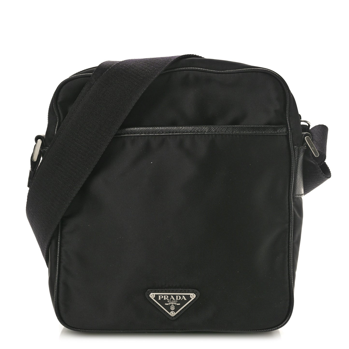 Tessuto Nylon Saffiano Logo Messenger Bag Black